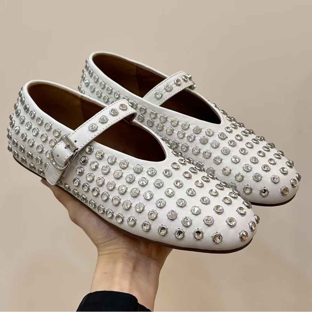 Alaia White Studded Flats - Picture 3 of 7